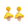Raffia Mushroom Drop Stud Earrings in Three Colors view 5