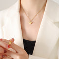 Gold Winged Round Disc Pendant Necklace Beaded Cable Chain view 4