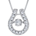 Silver CZ Horseshoe Pendant Necklace Dancing Center view 1