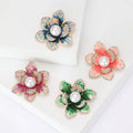 Layered Enamel Flower Brooch with Pearl Center Decorative Clothing Pin view 1