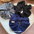 Pinstripe Fabric Scrunchie Mini Bow Print Black Style view 1