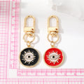 Gold Tone Crystal Round Evil Eye Clip Keychains in Five Colors view 5