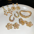 Gold Multicolor Crystal Bracelet Earrings And Rings view 3