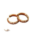 Orange Crystal Wide Hoop Earrings With Gold Tone Edges view 5