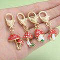 Four-Piece Mushroom Keychain Sets With Gold-Tone Heart Clasps view 2