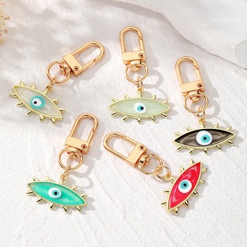 Gold Tone Exploding Evil Eye Clip Keychains in Five Colors