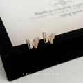 Gold Butterfly Stud Earrings Lilac Crystal Full Pave view 4