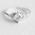 Square Solitaire Leaf Accent Ring In Gold And Silver Tones view 6