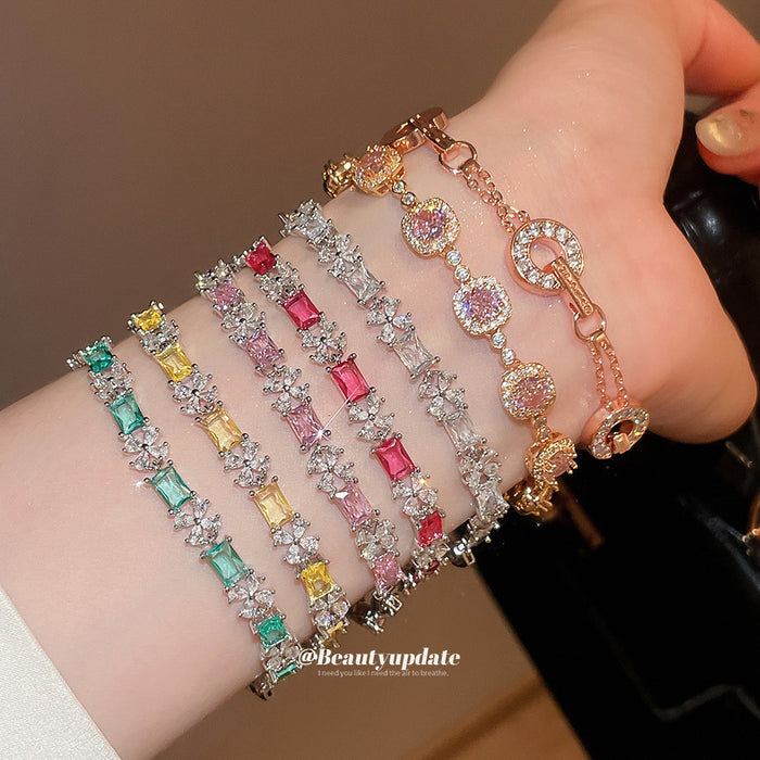 Baguette Flower Crystal Bracelets Multicolor Six Styles