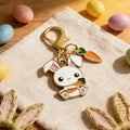 Gold Tone White Bunny and Carrot Lobster Clasp Charm view 4