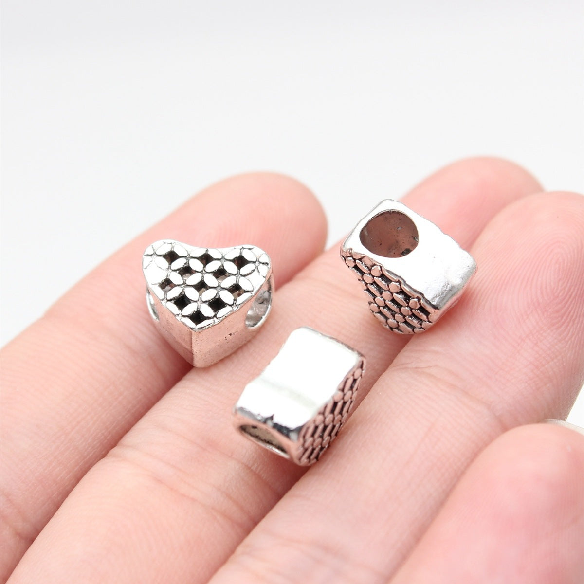 11x10x7mm 1.8g Multicolor Zinc Alloy Heart Large Hole Beads for DIY Bracelet Necklace Jewelry Making