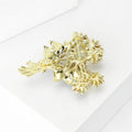 Rhinestone Chrysanthemum Bouquet Brooch With Green Enamel Leaves view 4