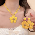 Yellow Raffia Flower Drop Earrings Multi-Cord Pendant Necklace view 1