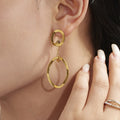 Gold Irregular Oval Circle Link Necklace Bracelet Earrings view 3