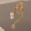 Gold Tone Pearl and Chain Ear Cuffs for Left or Right Ear view 4