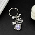 Purple Heart Rose and Leaf Charm Keychain with Metal Hardware view 1