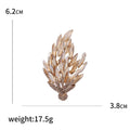 Crystal Wheat Spray Brooch In Metal With Marquise Crystals Arranged As A Rising Plume view 5