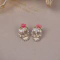 Gold Tone Rose Crown Skull Clear Stone Small Stud Earrings view 1