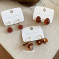 Brown Floral Drop Earrings With Crystal Stud Details view 3