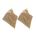 Crystal Mesh Geometric Drop Earrings in Gold and Silver view 5