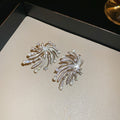 Two Tone Firework Fringe Stud Earrings with Pearl Accents view 6