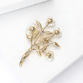 Crystal Double Leaf Brooch With Pearl And Shell Inlay view 4