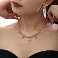 Gold Curb Chain Christmas Bell Necklace Bracelet Zircon view 2