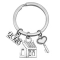 Silver Tone House Key Heart and Number Tag Keychain view 5