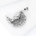 Dark Blue Crystal Peacock Brooch with Curved Tail Decorative Clothing Pin view 4