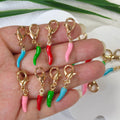 Colorful Enamel Long and Short Chili Pepper Lobster-Clasp Charms view 2