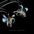 Iridescent Clear Acrylic Flower Drop Earrings Gold Hooks view 1