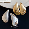 Gold and Silver Polished Teardrop Stud Earrings Statement Jewelry view 2