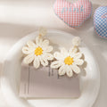 Four Color Woven Oversized Daisy Statement Dangle Earrings view 6