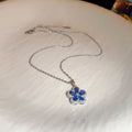 Blue Crystal Flower Necklace and Stud Earrings Statement Jewelry view 6