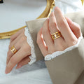 Open Geometric Diamond Cutout Rings Gold And Steel Tone view 4