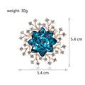 Aqua Blue Flower Sculpted Metal Brooch Pin for Jackets and Lapels view 2