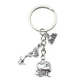 Silver Tone Cheerleader Pom Pom and Letter Keychain view 5