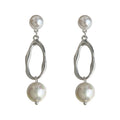 Silver Pearl Open Link Long Drop Earrings Pair Set view 5