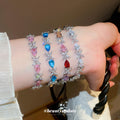 Teardrop Flower Crystal Bracelets Multicolor Blue Pink view 2