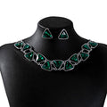 Geometric Triangle Necklace Earring Sets Four Crystal Colors view 5