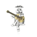 Cartoon Cow Guitar Player Brooch in Gold or Silver Tone view 2