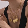 Sunburst Toggle Pendant Necklace in Two Designs and Two Tones view 3