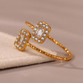 Stainless Steel Zircon Open Rings Heart Star Rectangle Designs view 2