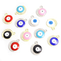 Colorful Round Rhinestone Evil Eye Pendant Charms in 12 Styles view 5