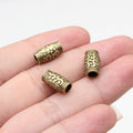 Engraved Tube Large Hole Spacer Beads in Two Antique Finishes view 4