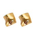Sculpted Wavy Square Stud Earrings In Gold And Silver Tone view 5