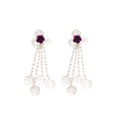 Clear Iridescent Flower Necklace And Earring Set With Purple Roses view 5
