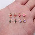 Small Enamel Star Charms in Four Colors with Gold Tone Edges view 1