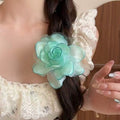 Sheer Mesh Rose Flower Side Hair Clips Four Colors view 1