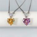 Silver Dual Heart Pendant Necklace Pink Yellow Clear Alloy view 4